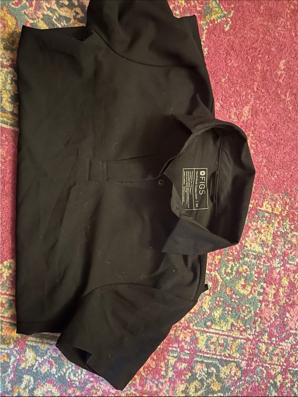 FIGS Black Polo Scrub Top